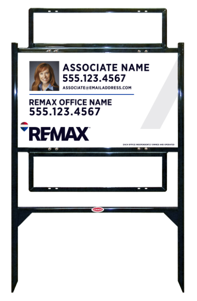 Reflective Angle Iron Frame and Associate Name w Photo Sign Unit w2 Rider Insert, 18h x 30w, Steel